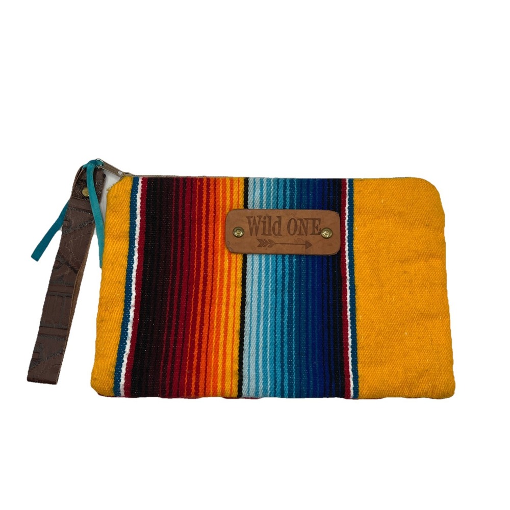 Wild‎ One Serape Dunlap Zipper Pouch Cosmetic Gypsy Wristlet
